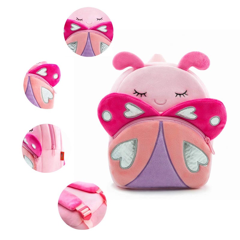 NICE CHOICE Cute Toddler Backpack Toddler Bag Plush Animal Cartoon Mini Travel Bag for Baby Girl Boy 2-6 Years(Pink Butterfly) - Image 5